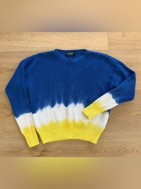 Lauren Ralph Lauren Dip Dye Cotton Sweater Blue White Yellow SP
